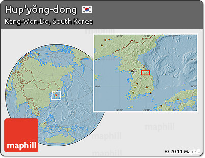 Savanna Style Location Map of Hup'yŏng-dong, hill shading
