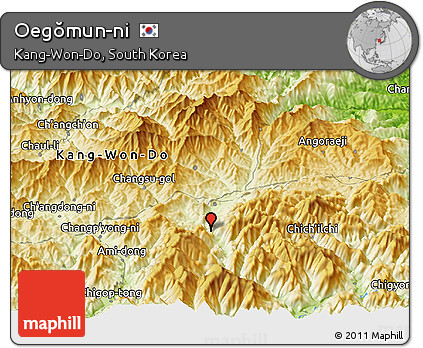 Physical Panoramic Map of Oegŏmun-ni