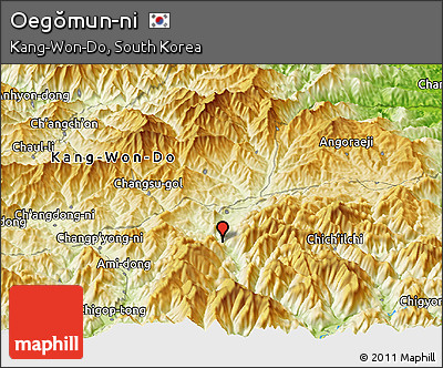Physical Panoramic Map of Oegŏmun-ni