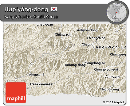 Shaded Relief Panoramic Map of Hup'yŏng-dong