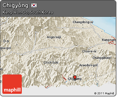 Shaded Relief Panoramic Map of Chigyŏng