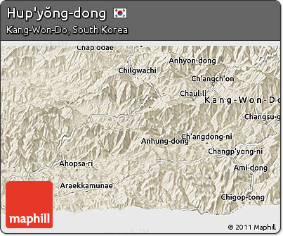 Shaded Relief Panoramic Map of Hup'yŏng-dong