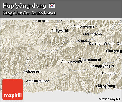 Shaded Relief Panoramic Map of Hup'yŏng-dong