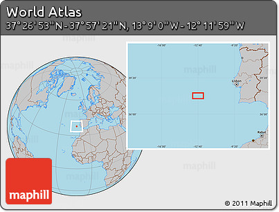 Gray Location Map of the Area around 37°&nbsp;42'&nbsp;7"&nbsp;N,&nbsp;12°&nbsp;40'&nbsp;30"&nbsp;W