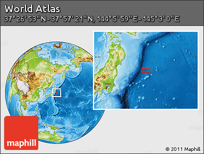 Physical Location Map of the Area around 37° 42' 7" N, 144° 34' 29" E