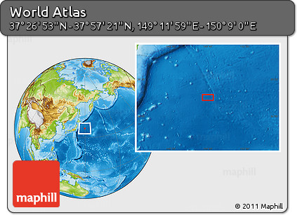 Physical Location Map of the Area around 37° 42' 7" N, 149° 40' 30" E