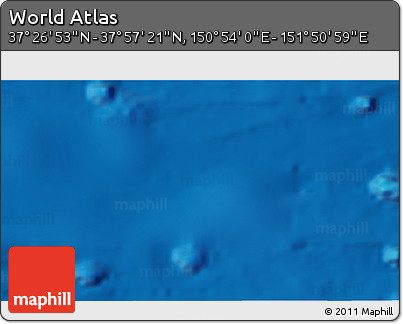Physical 3D Map of the Area around 37° 42' 7" N, 151° 22' 30" E