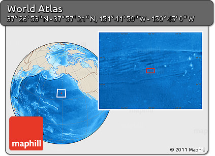 Shaded Relief Location Map of the Area around 37° 42' 7" N, 151° 13' 29" W