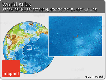 Physical Location Map of the Area around 37° 42' 7" N, 157° 19' 29" E