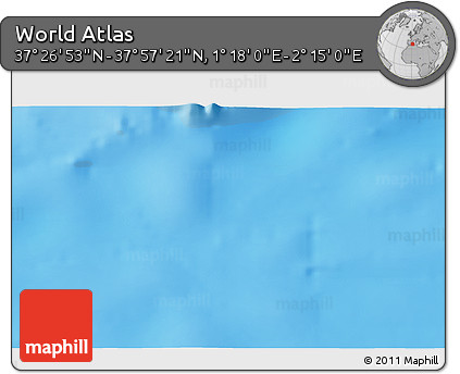 Physical 3D Map of the Area around 37° 42' 7" N, 1° 46' 29" E