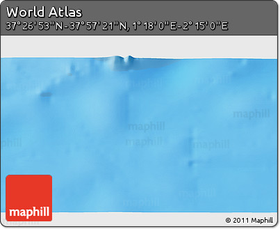 Physical 3D Map of the Area around 37° 42' 7" N, 1° 46' 29" E
