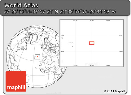Blank Location Map of the Area around 37° 42' 7" N, 21° 10' 29" W