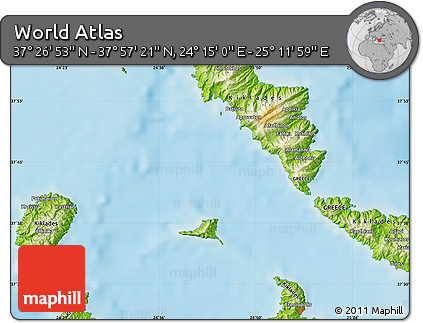 Physical Map of the Area around 37° 42' 7" N, 24° 43' 30" E