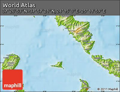 Physical Map of the Area around 37° 42' 7" N, 24° 43' 30" E