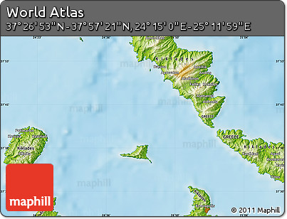 Physical Map of the Area around 37° 42' 7" N, 24° 43' 30" E