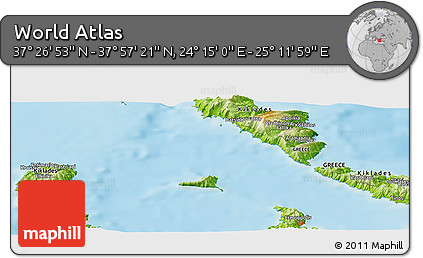 Physical Panoramic Map of the Area around 37° 42' 7" N, 24° 43' 30" E