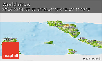 Physical Panoramic Map of the Area around 37° 42' 7" N, 24° 43' 30" E