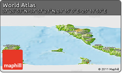 Physical Panoramic Map of the Area around 37° 42' 7" N, 24° 43' 30" E