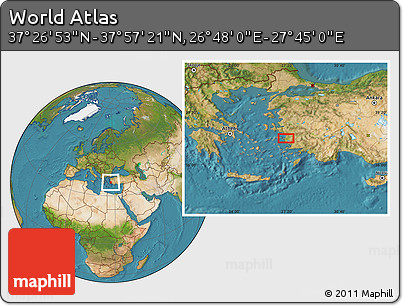 Satellite Location Map of the Area around 37° 42' 7" N, 27° 16' 29" E