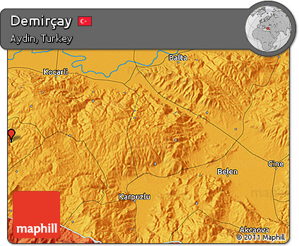 Political 3D Map of Demirçay