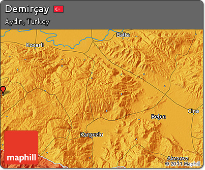 Political 3D Map of Demirçay