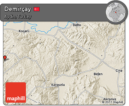 Shaded Relief 3D Map of Demirçay