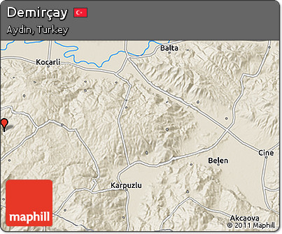 Shaded Relief 3D Map of Demirçay