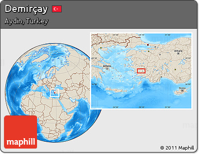 Shaded Relief Location Map of Demirçay