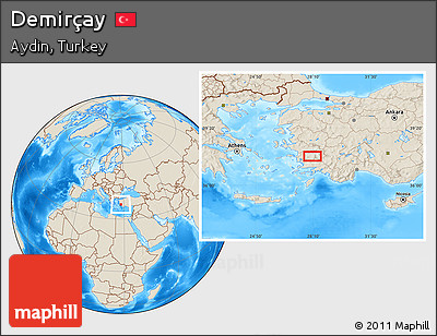 Shaded Relief Location Map of Demirçay