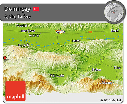 Physical Panoramic Map of Demirçay