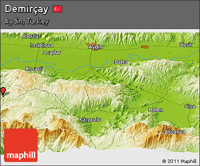 Physical Panoramic Map of Demirçay