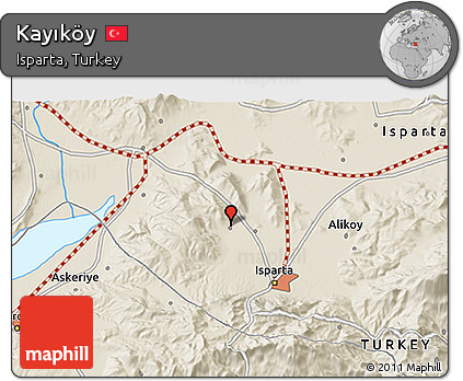 Shaded Relief 3D Map of Kayıköy
