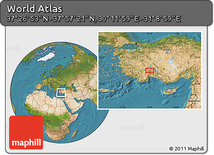 Satellite Location Map of the Area around 37° 42' 7" N, 30° 40' 29" E