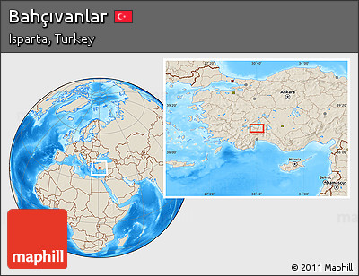 Shaded Relief Location Map of Bahçıvanlar