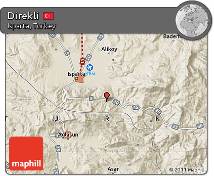 Shaded Relief Map of Direkli