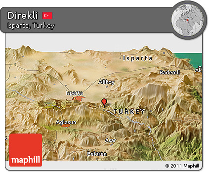 Satellite Panoramic Map of Direkli