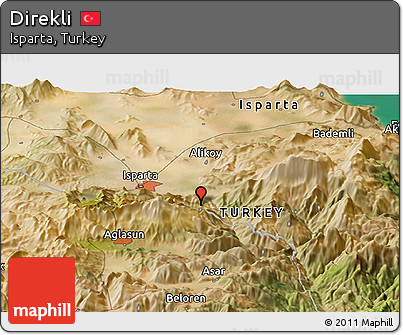 Satellite Panoramic Map of Direkli