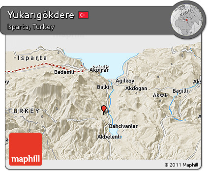 Shaded Relief Panoramic Map of Yukarıgökdere