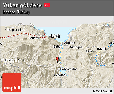 Shaded Relief Panoramic Map of Yukarıgökdere