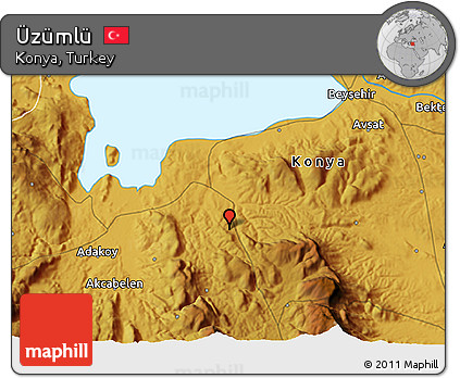 Physical 3D Map of Üzümlü