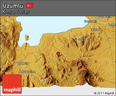 Physical 3D Map of Üzümlü