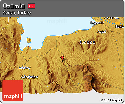 Physical 3D Map of Üzümlü