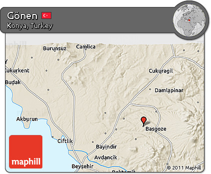 Shaded Relief 3D Map of Gönen
