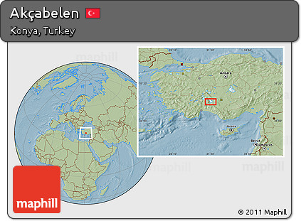 Savanna Style Location Map of Akçabelen, hill shading