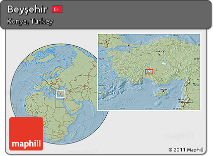 Savanna Style Location Map of Beyşehir, hill shading