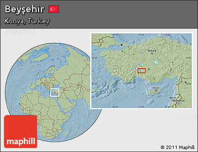Savanna Style Location Map of Beyşehir, hill shading