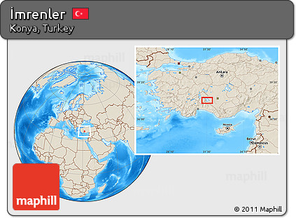Shaded Relief Location Map of İmrenler