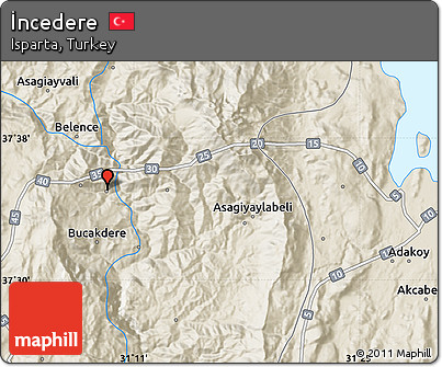 Shaded Relief Map of İncedere