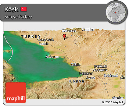 Satellite Panoramic Map of Köşk