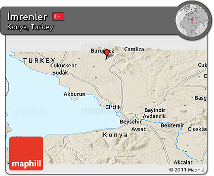 Shaded Relief Panoramic Map of İmrenler